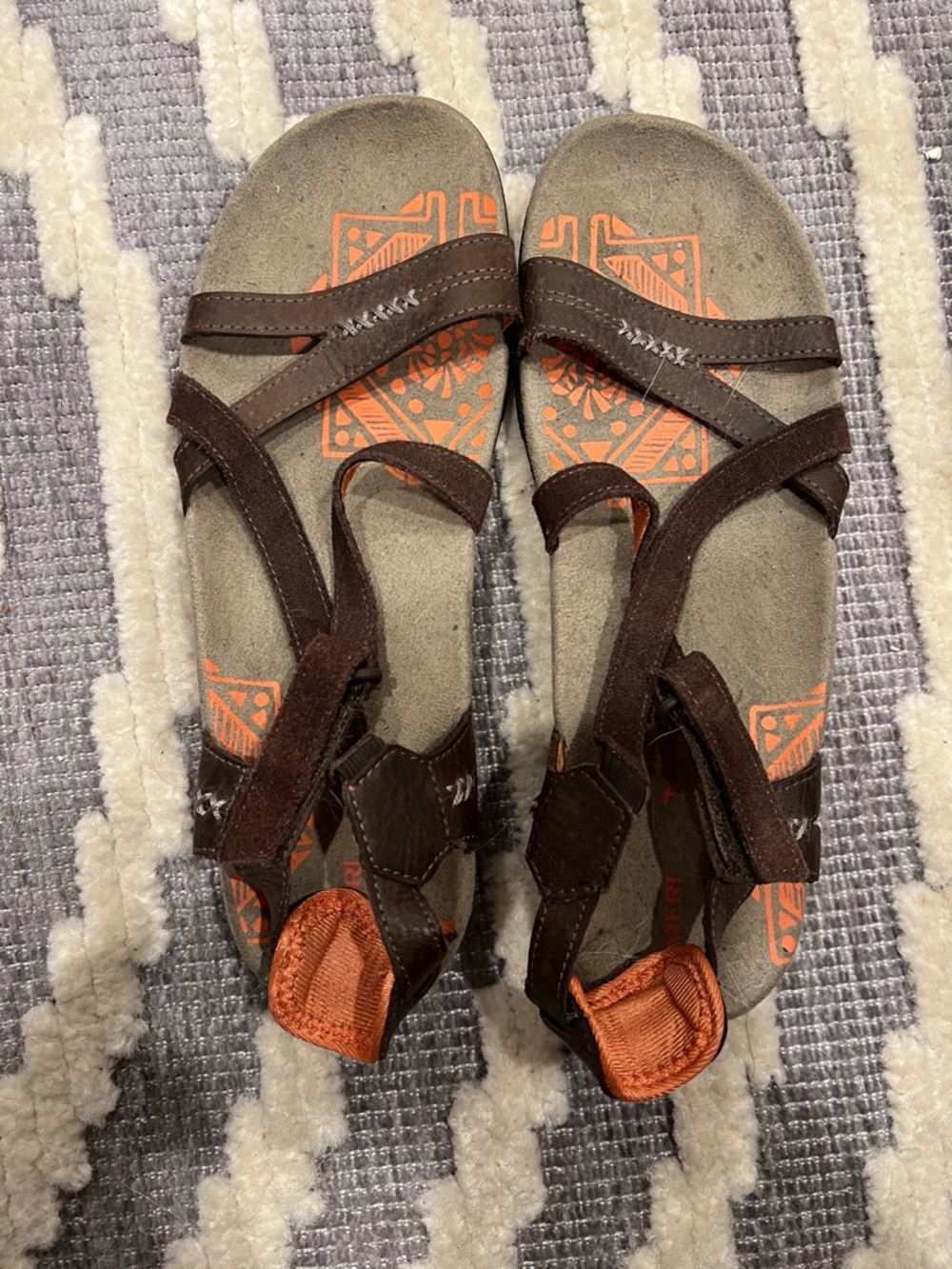 Merrell Brown and Orange Strappy Sandals